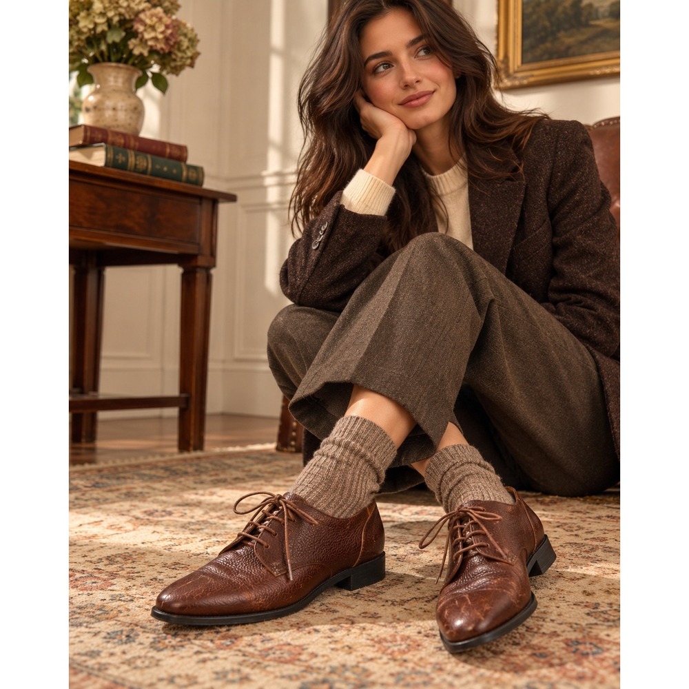 Vintage Salvatore Ferragamo Boutique Brown Leather Oxford Lace Up Shoes Italy